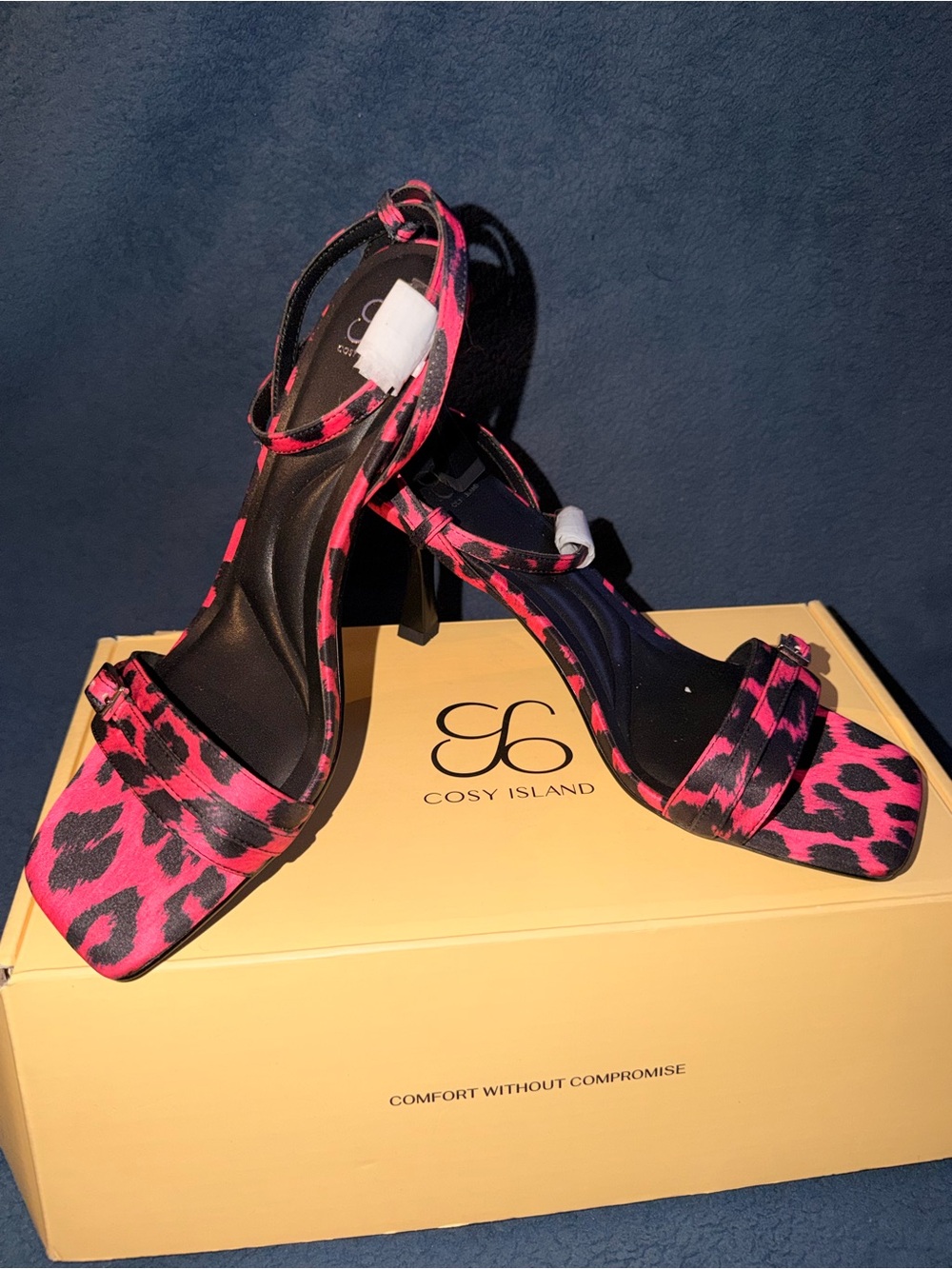 Pink Leopard Print Ankle-Strap Heels